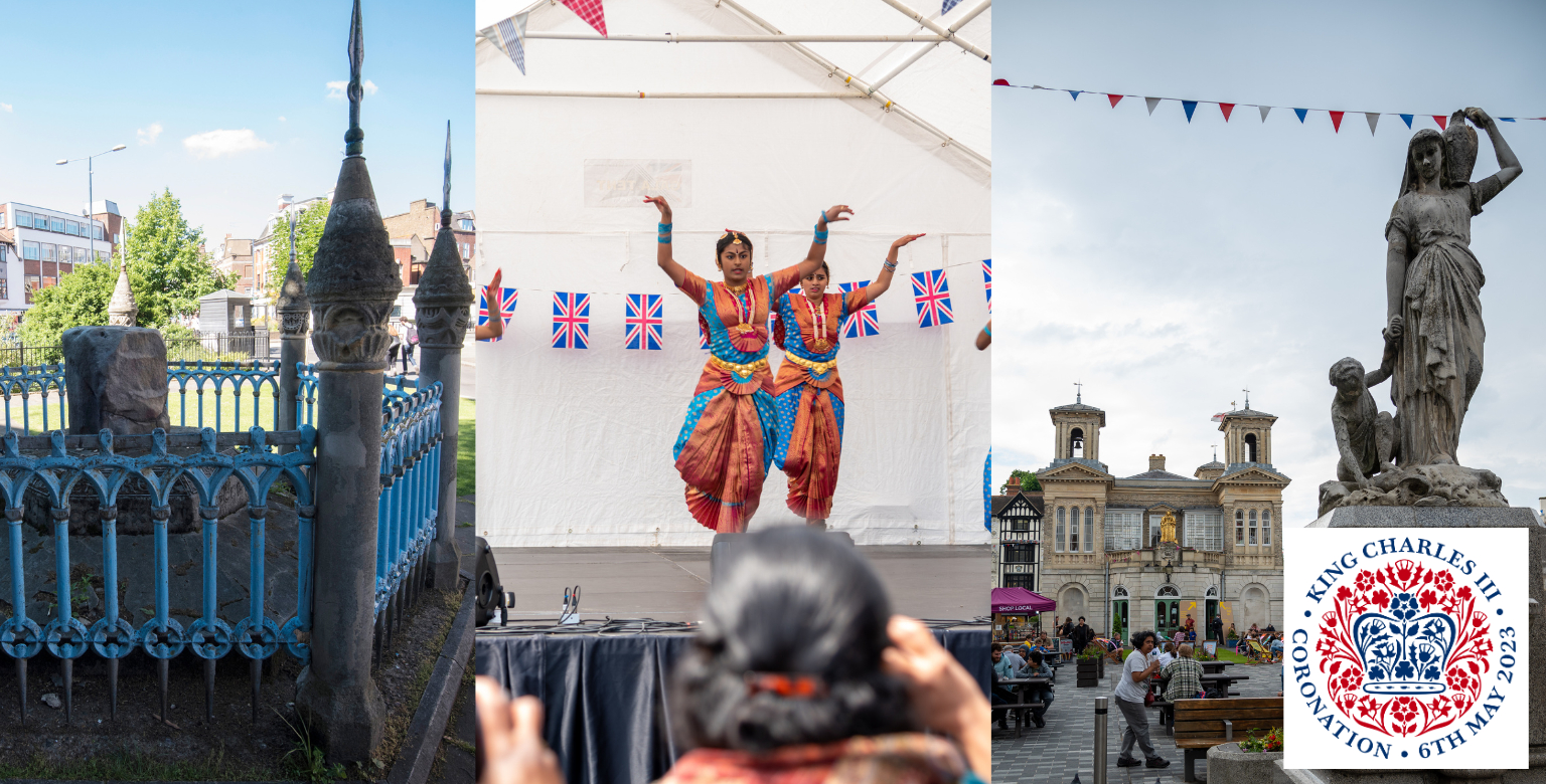 Coronation stone, dancers, market square