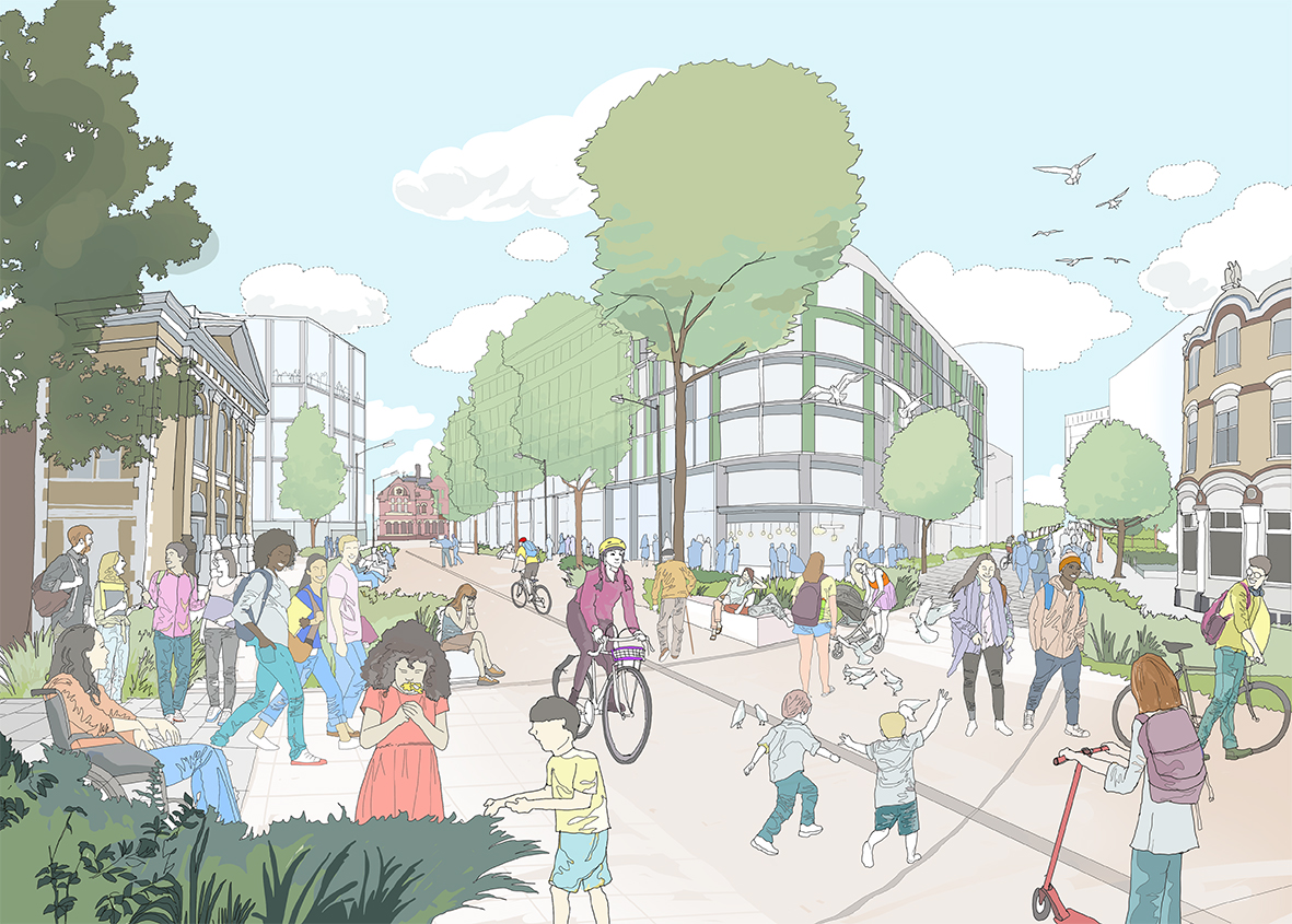 Potential view of Eden Street improved public spaces from draft vision document