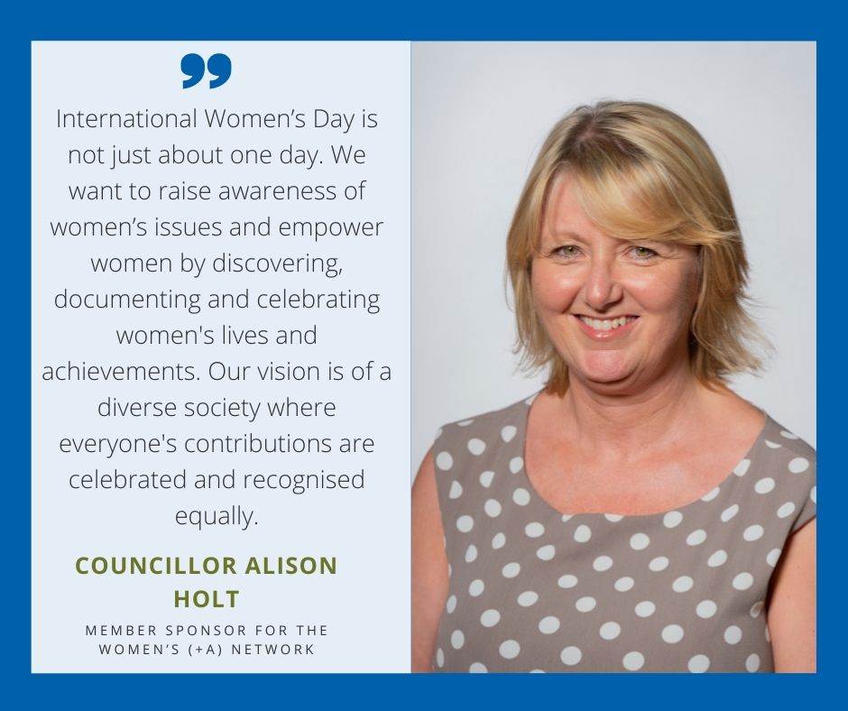Cllr Alison Holt talking about International Women's Day