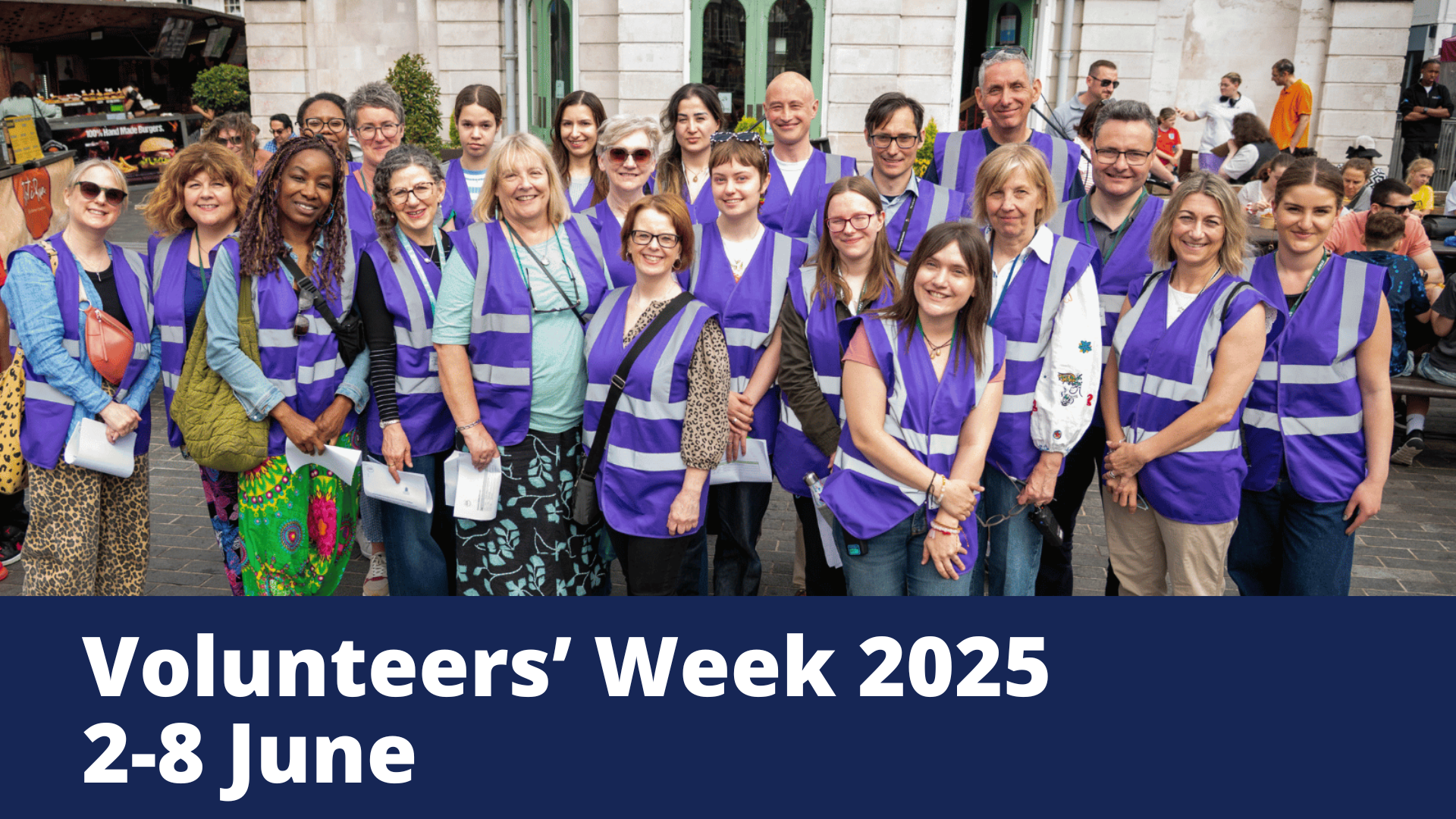 Photo of volunteers at Kingston 2025 celebrations with the words Volunteers' Week 2025