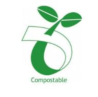 compostable logo which is small plant with two leaves found on compostable food waste liners, used for lining food waste recycling caddies.
