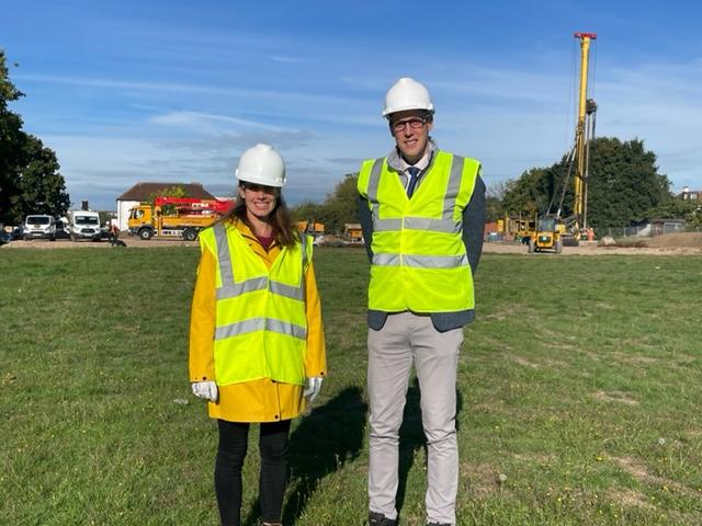 Kingston Council's Portfolio Holder for Children's Services including Education Cllr Steph Archer and Ambitious About Autism's Andy Nowak on site at Kingston's new autism school