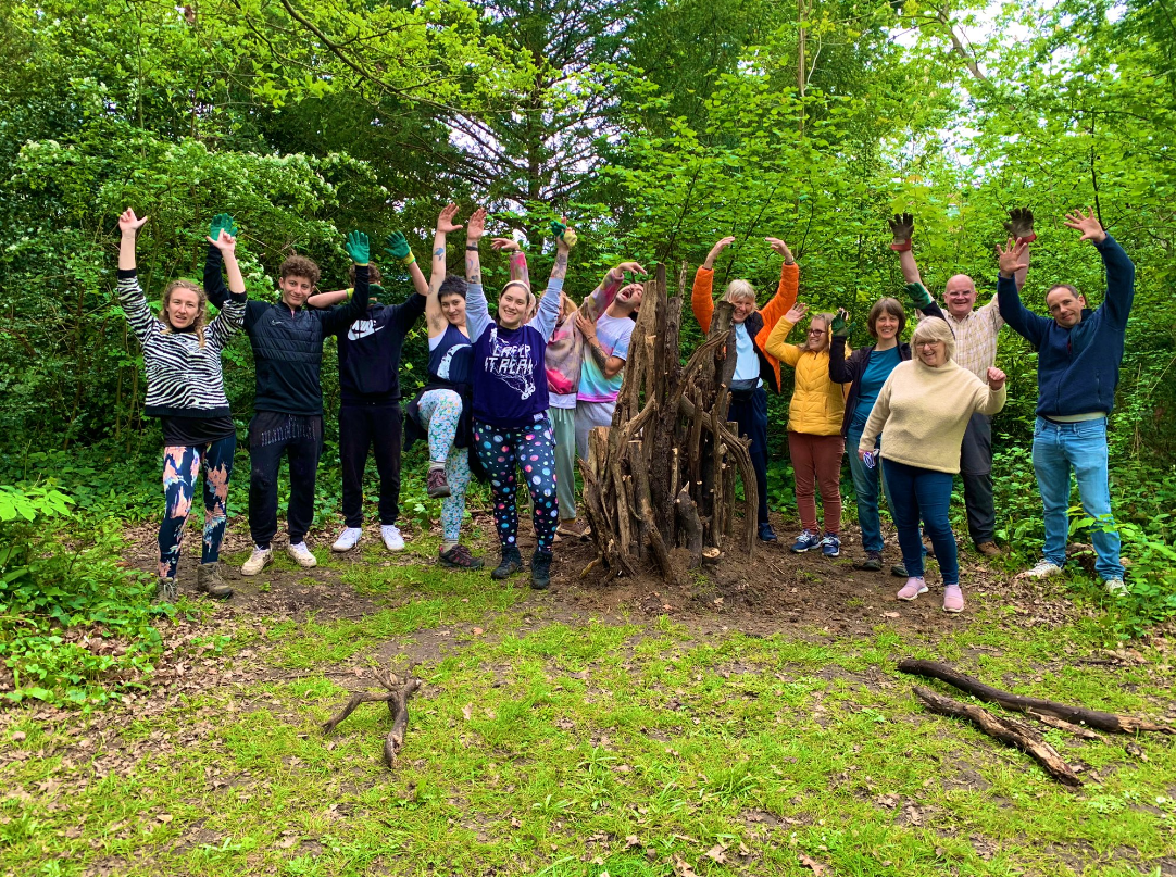 An image of a local group of volunteers in Kingston making stag beetle homes