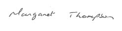 A scanned image of the signature of Cllr Margaret Thompson, Mayor of Kingston