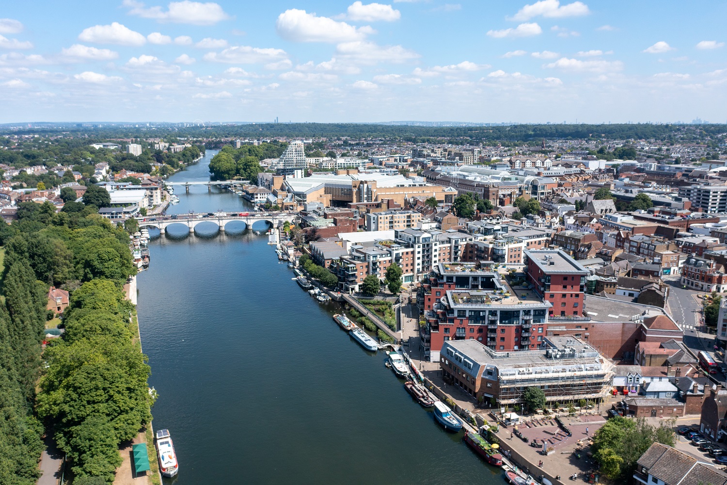 Nirds eye view of the River Thames and Kingston