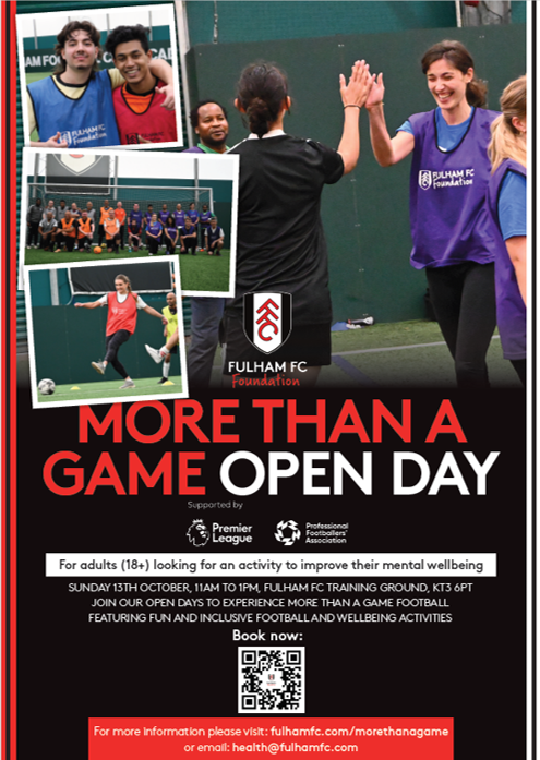 Montage of photos of people enjoying the Fulham Football Club Foundation More Than a Game Activity.