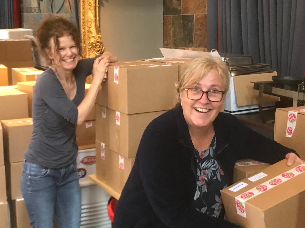 Ruth and jacqui from the BRITE Box team with boxes ready to go