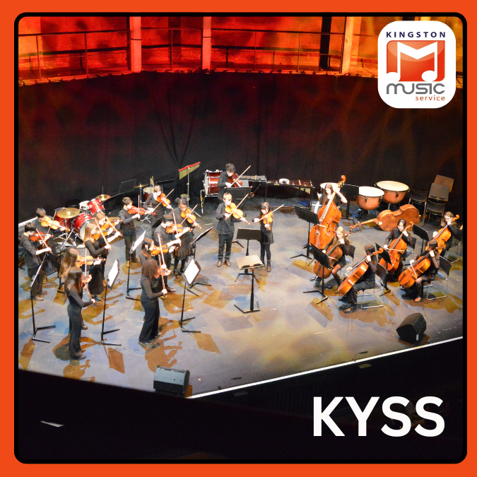 Photo of Kingston Youth String Sinfonia performing in a the Rose Theatre