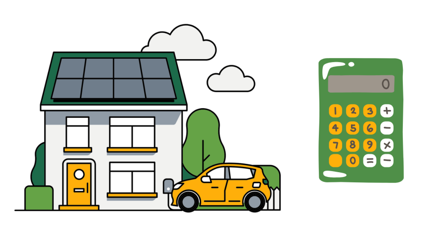 Illustration of a house with solar panels on the roof