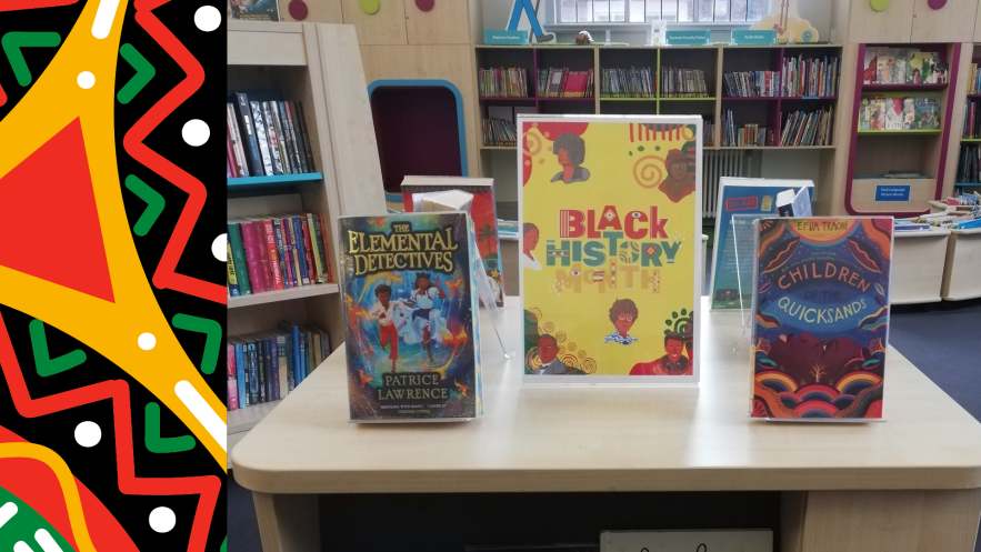 A photo of a Black History Month book display